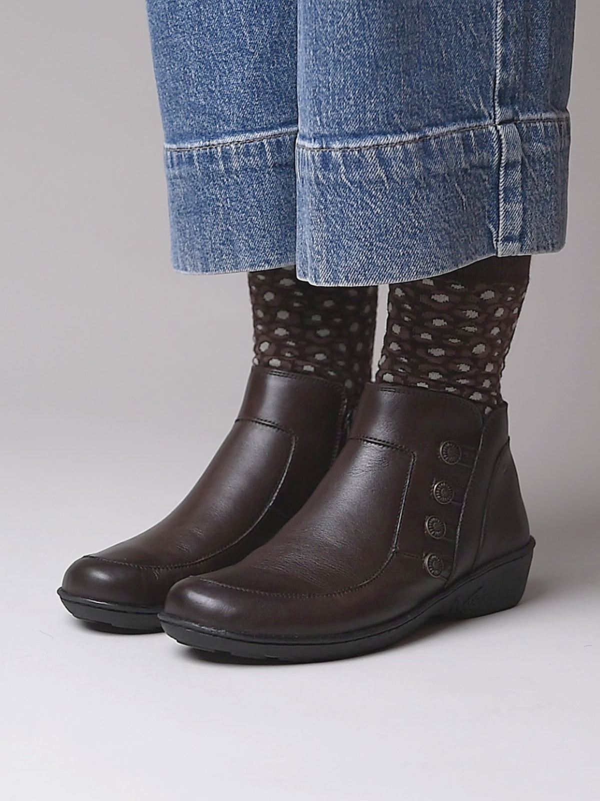 Brown leather lightweight ankle boots - FRUIT DROP 2 BROWN