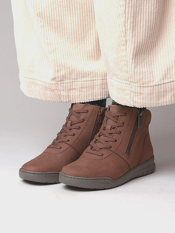 Brown adjustable ankle boot - SONJA 2 PECAN NUBUCK