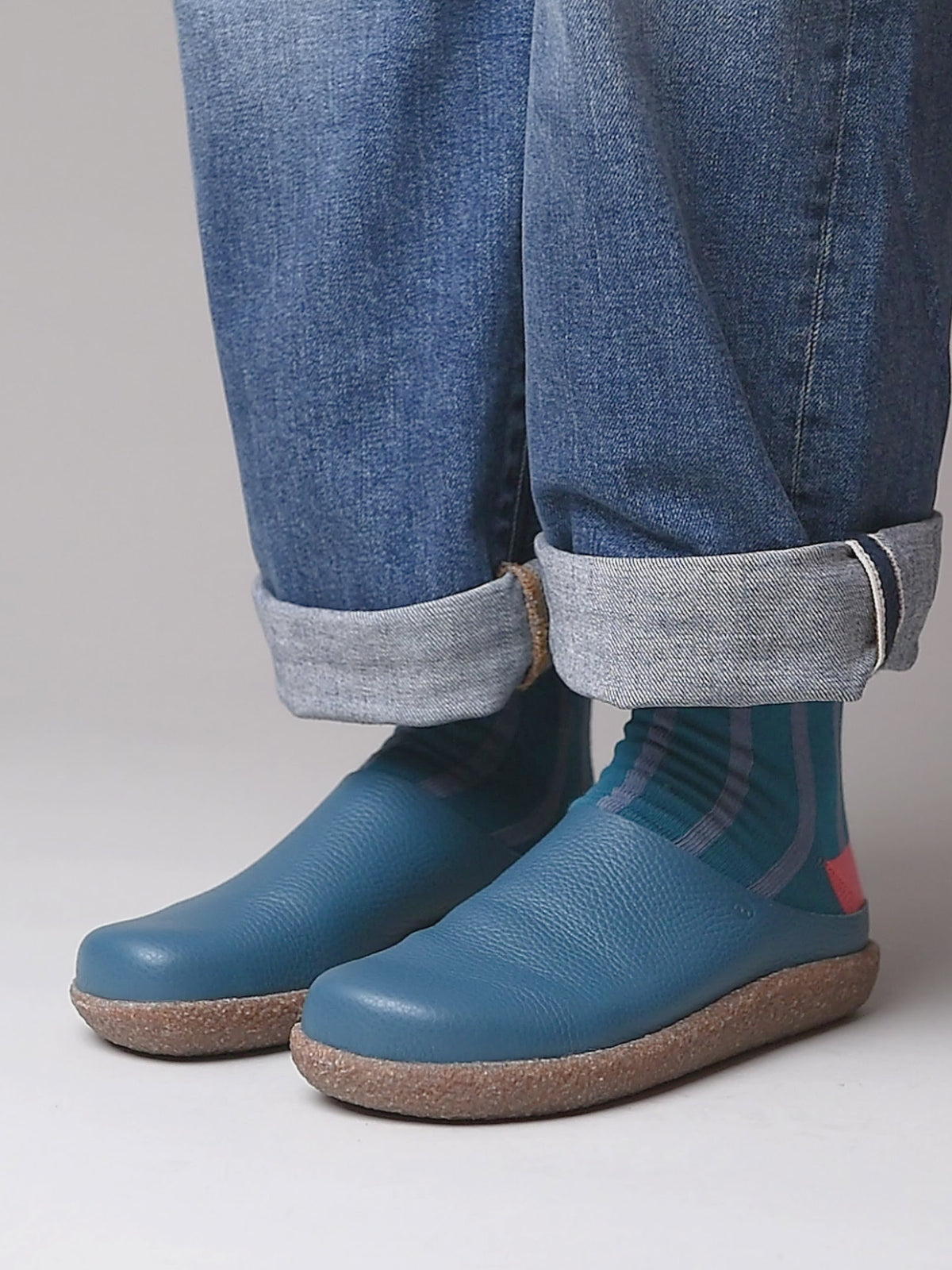 Blue / Green extra cushioned leather clogs - PEVENSEY LAGOON LEATHER