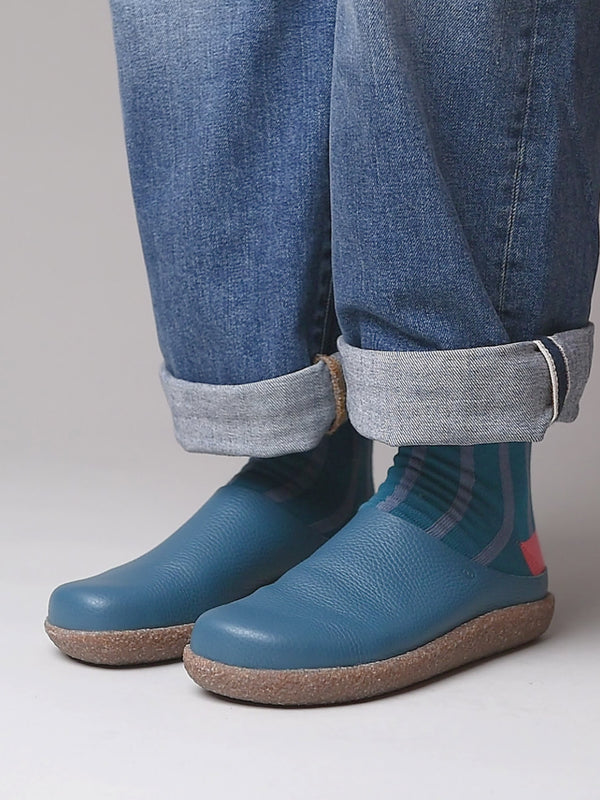 Blue / Green extra cushioned leather clogs - PEVENSEY LAGOON LEATHER