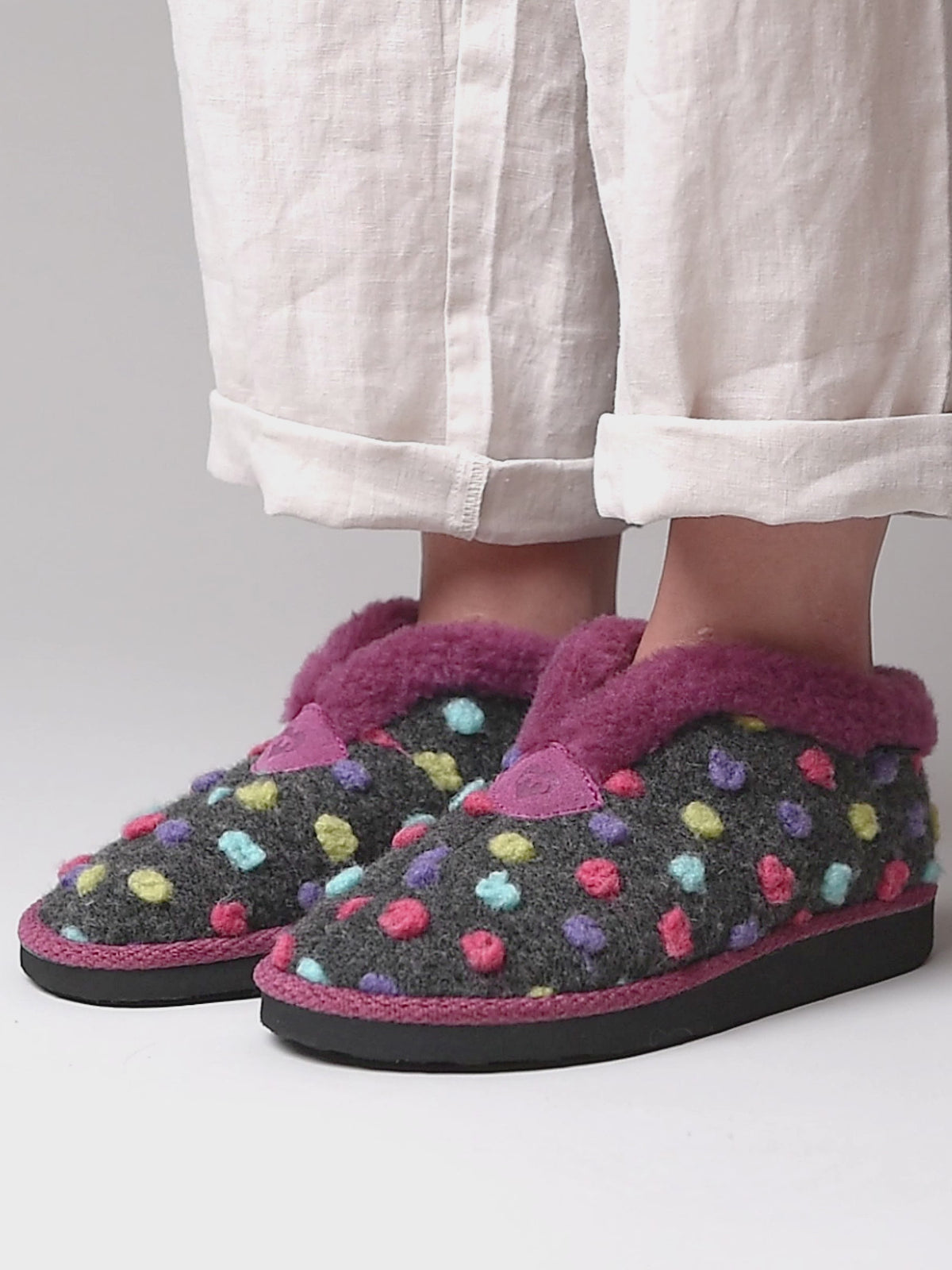 Grey short spotty bootie slippers - BO SHADOW