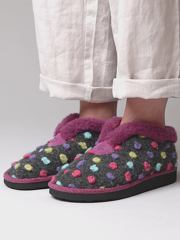 Grey short spotty bootie slippers - BO SHADOW