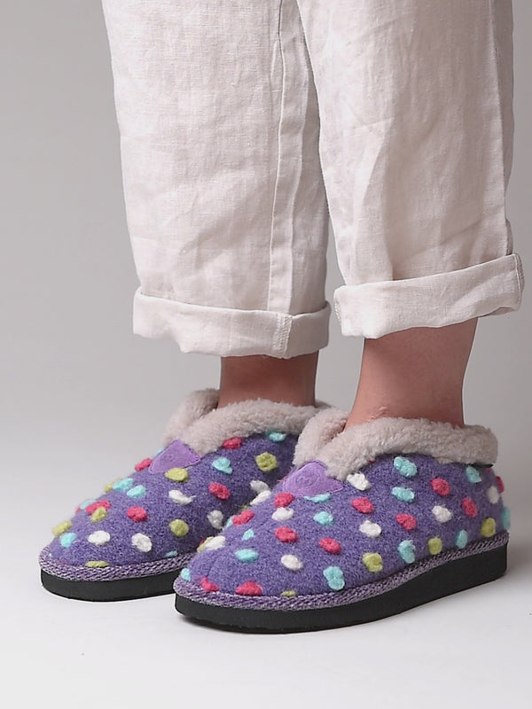 Purple short spotty bootie slippers - BO VIOLET