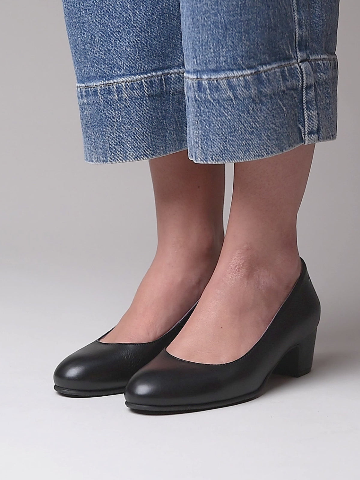 Black block heel court shoes - KEEL BLACK