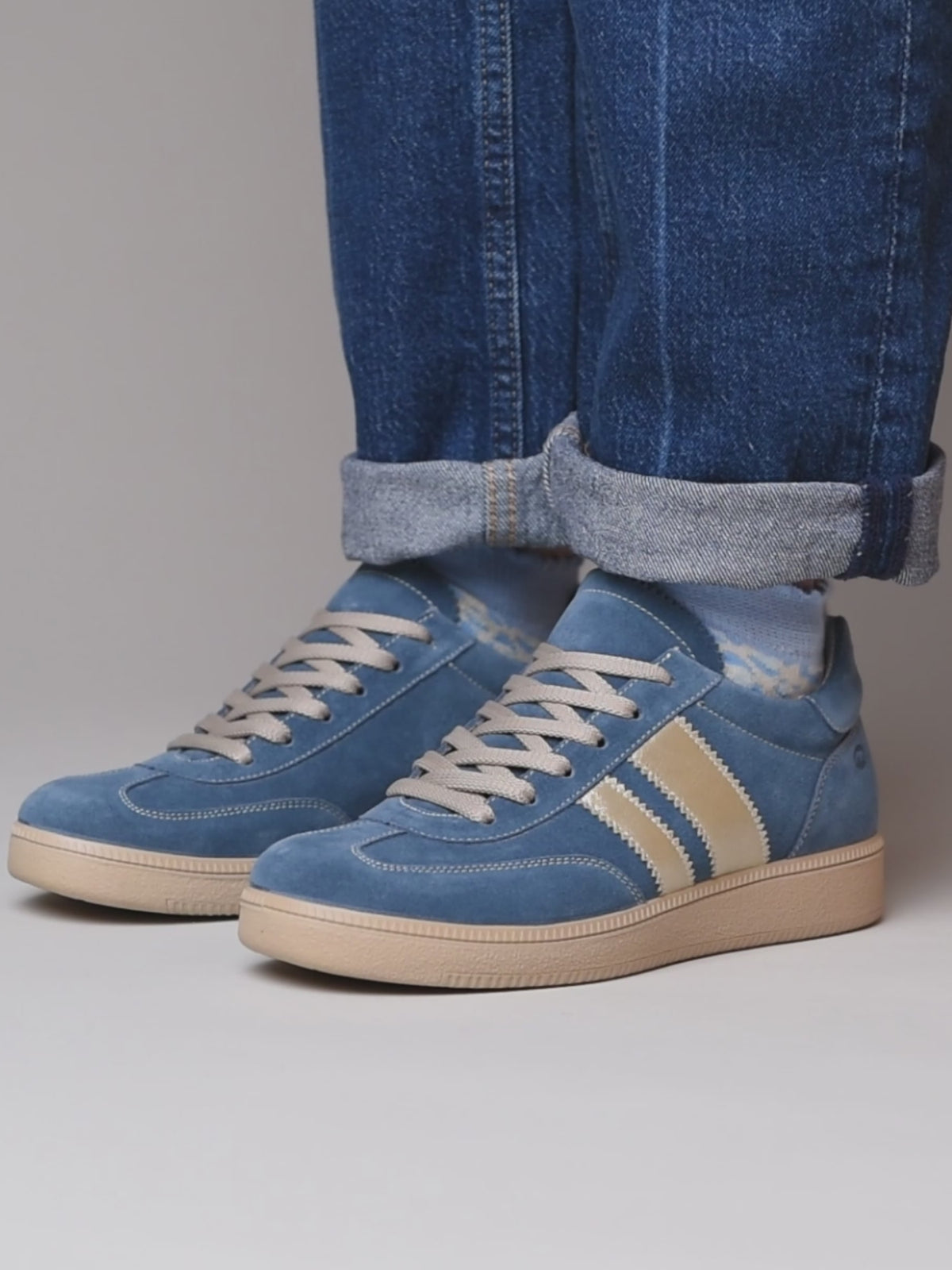 Blue colourful and metallic fashion trainers - JESS DENIM SUEDE