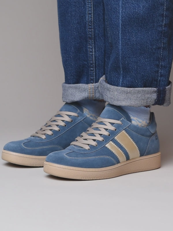 Blue colourful and metallic fashion trainers - JESS DENIM SUEDE