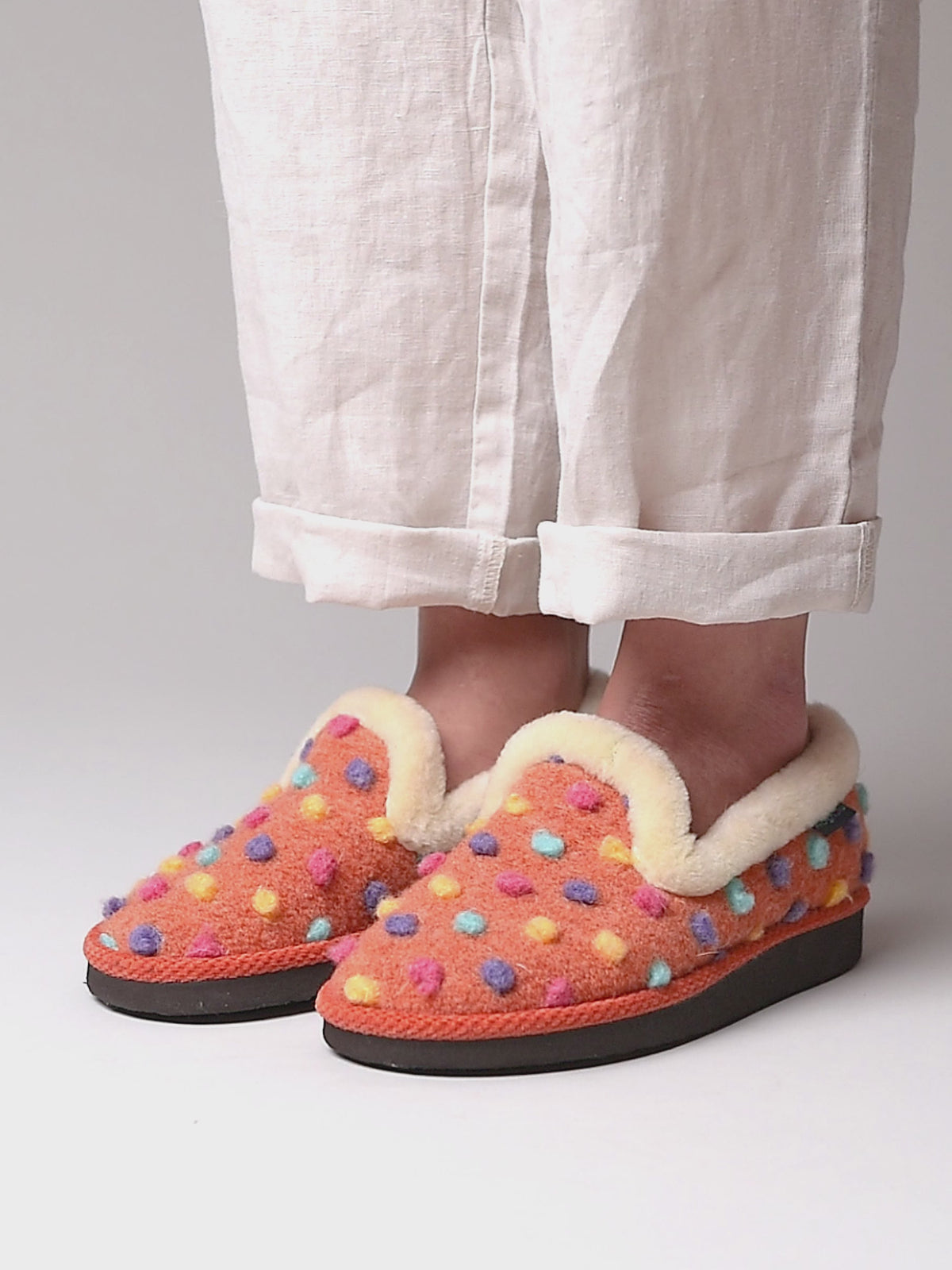Orange classic colourful spotty slippers - PEANUT BRITTLE ORANGE