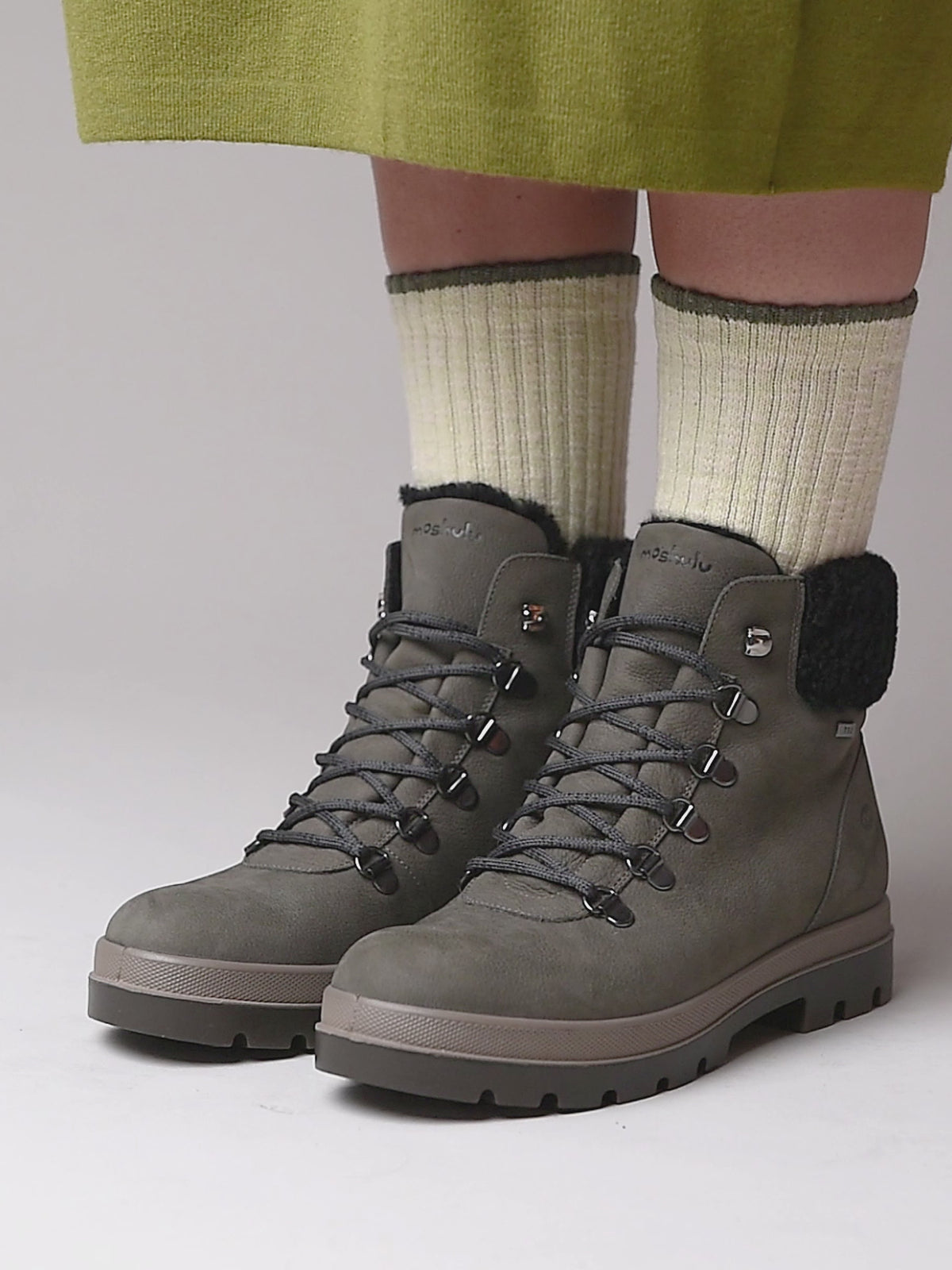 Green water resistant ankle boots - BEDEW OLIVE GREEN NUBUCK