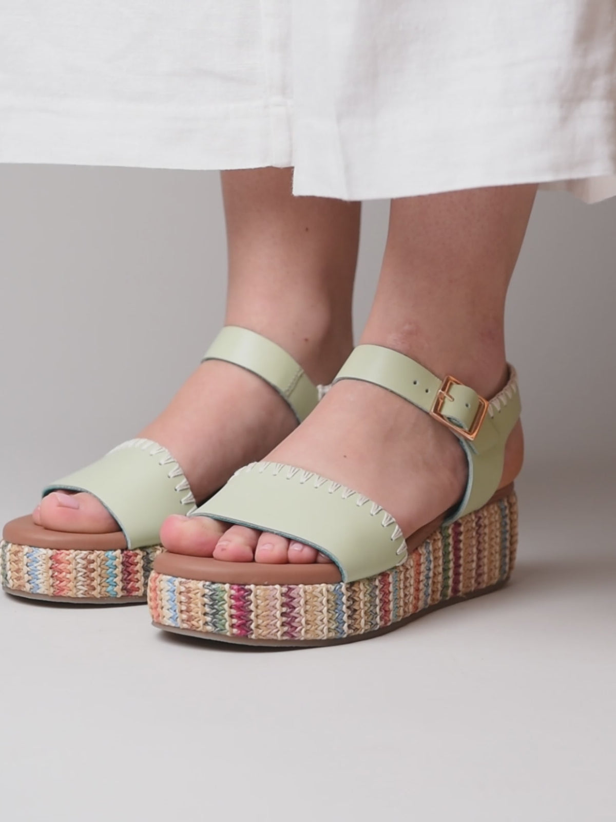 PEACH CRUMBLE SAGE GREEN LEATHER