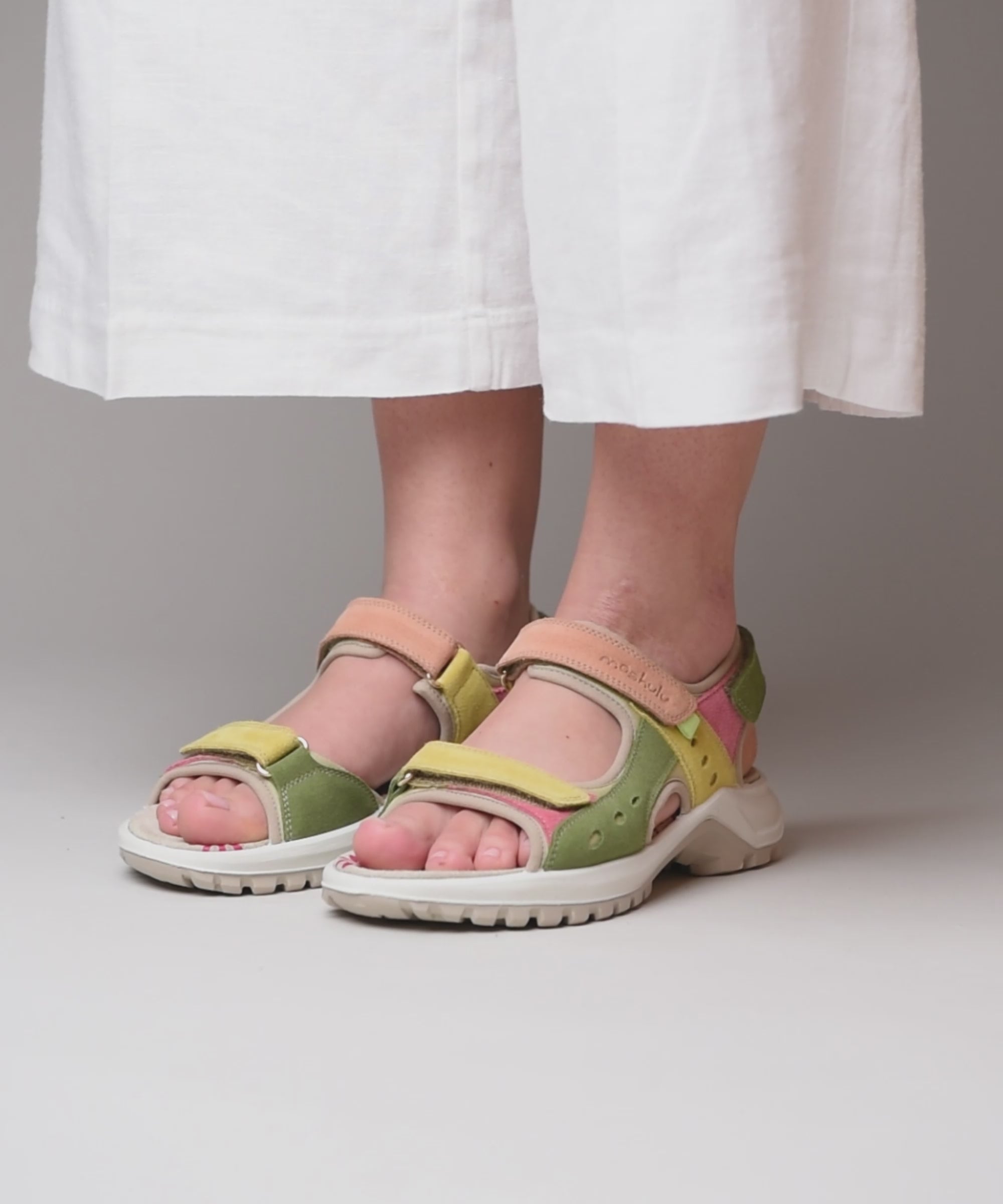 WEMBURY LICHEN GREEN MULTI | Green suede adventure sandals