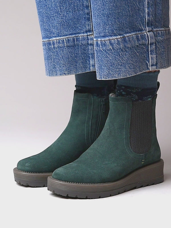 Green leather ankle boots - KOS PINE GREEN SUEDE