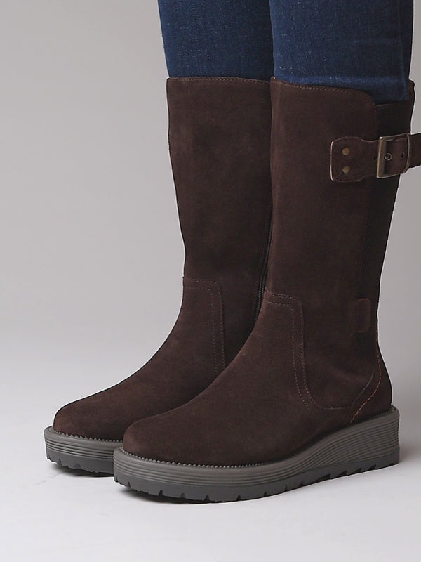 Brown mid-calf elasticated boot - RANNOCH BROWN SUEDE