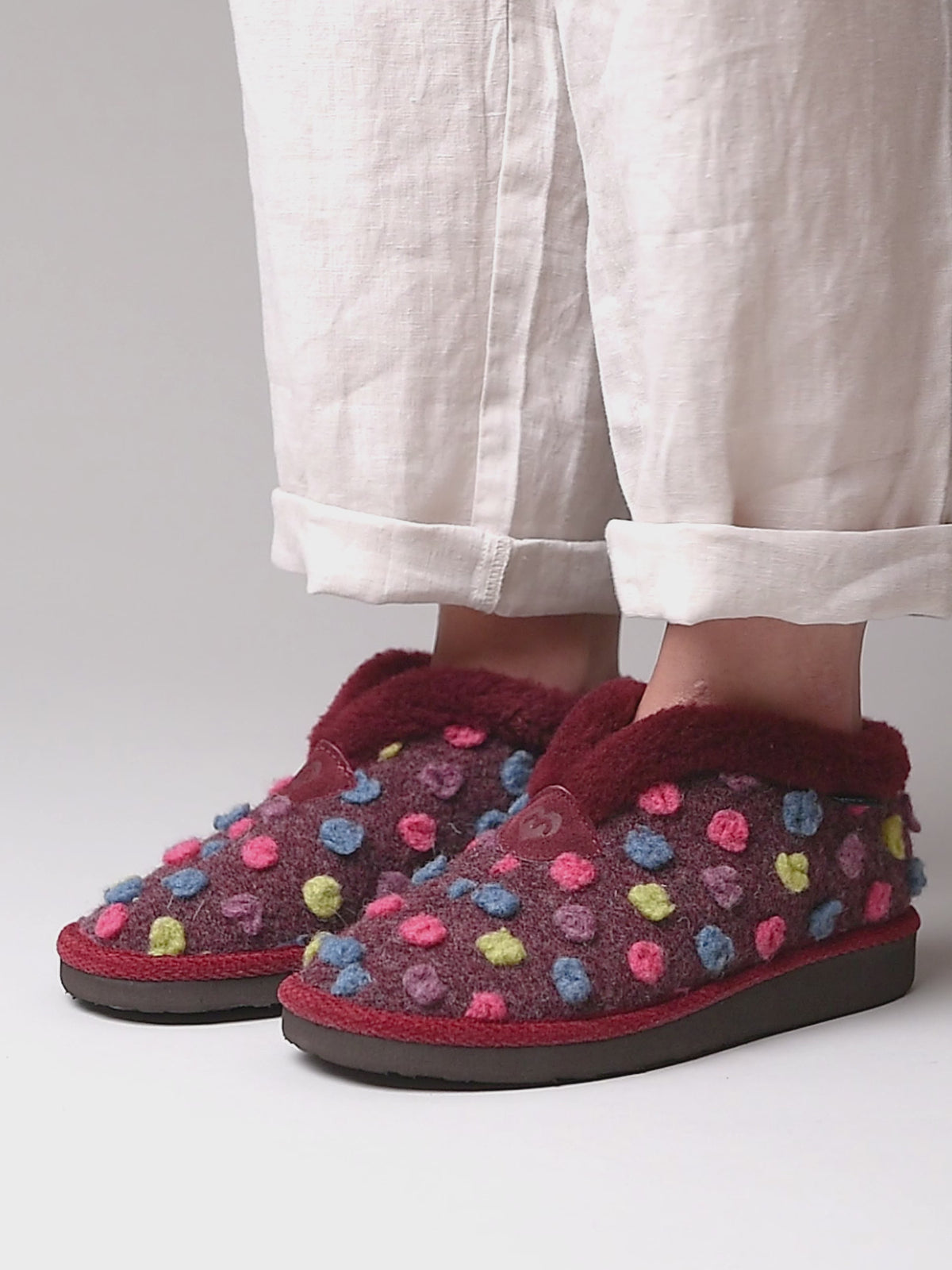 Red short spotty bootie slippers - BO ZINFANDEL RED