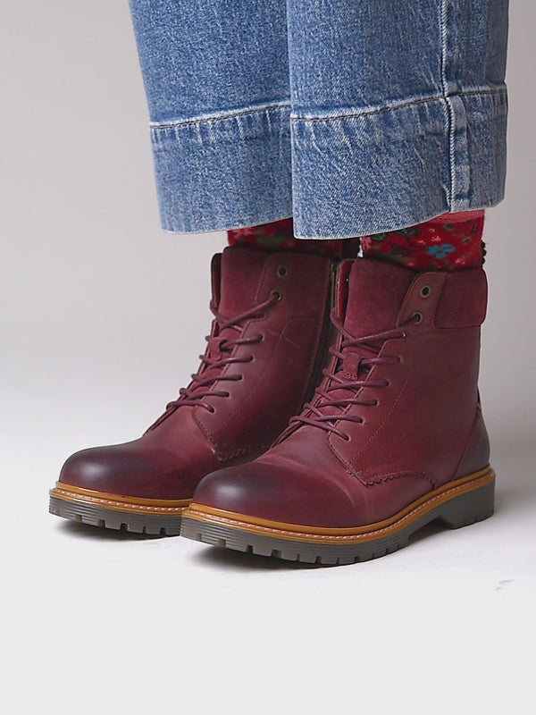 Red sturdy suede ankle boots - BEATTOCK ZINFANDEL RED WAXY LEATHER
