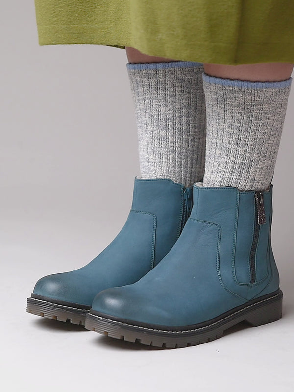 Blue / Green fleece lined ankle boot - HATTER 2 LAGOON NUBUCK