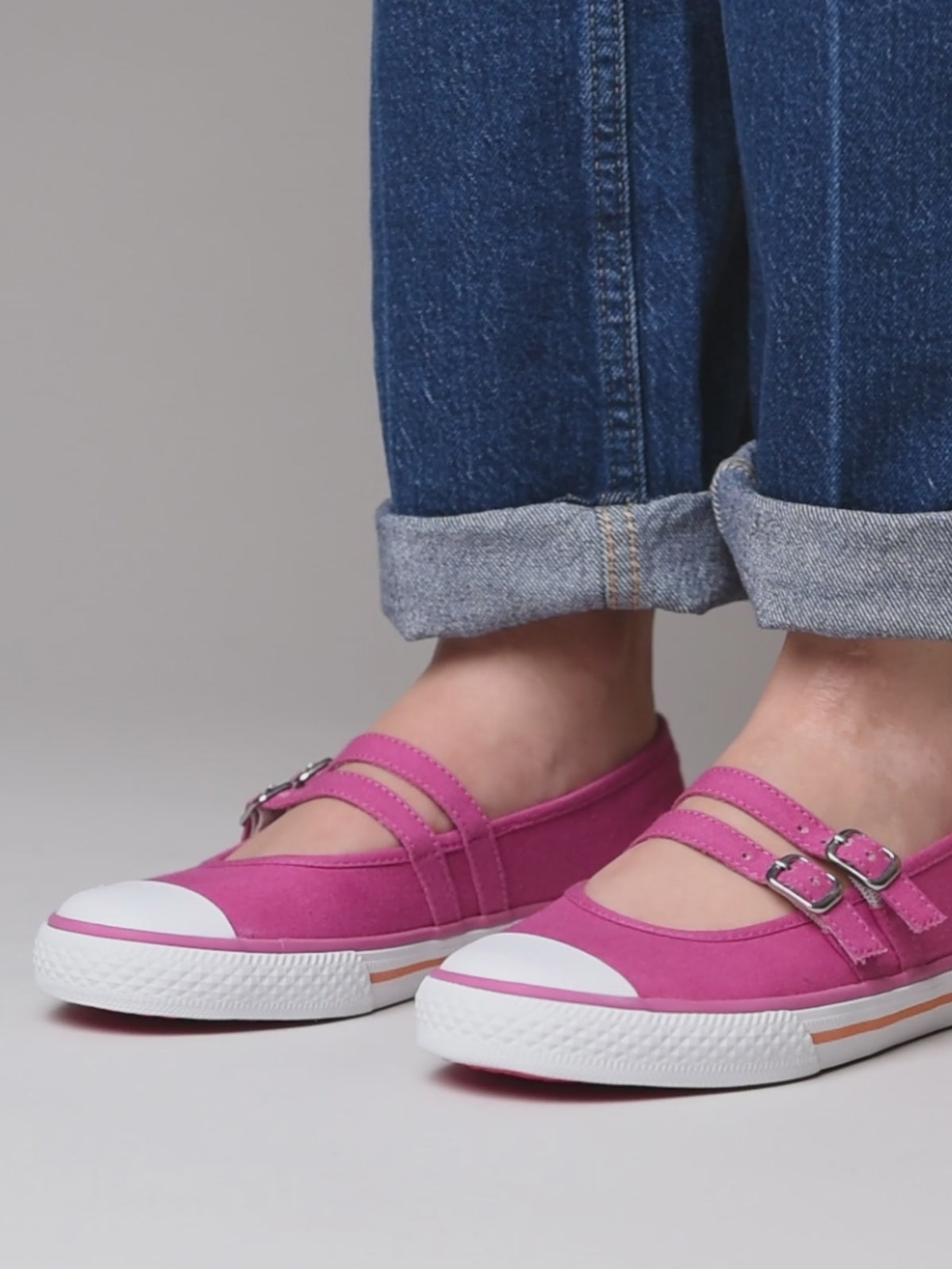 Pink double strap ballerina style trainer - MARZIO FUCHSIA PINK