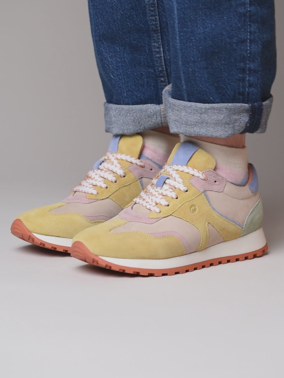 Yellow sporty lace up trainer - REMI PRIMROSE YELLOW/SAND