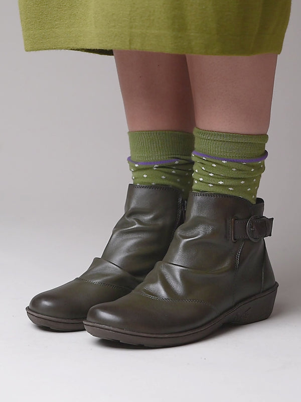 Green slouchy ankle boots - BOURBON 2 OLIVE GREEN/BROWN LEATHER