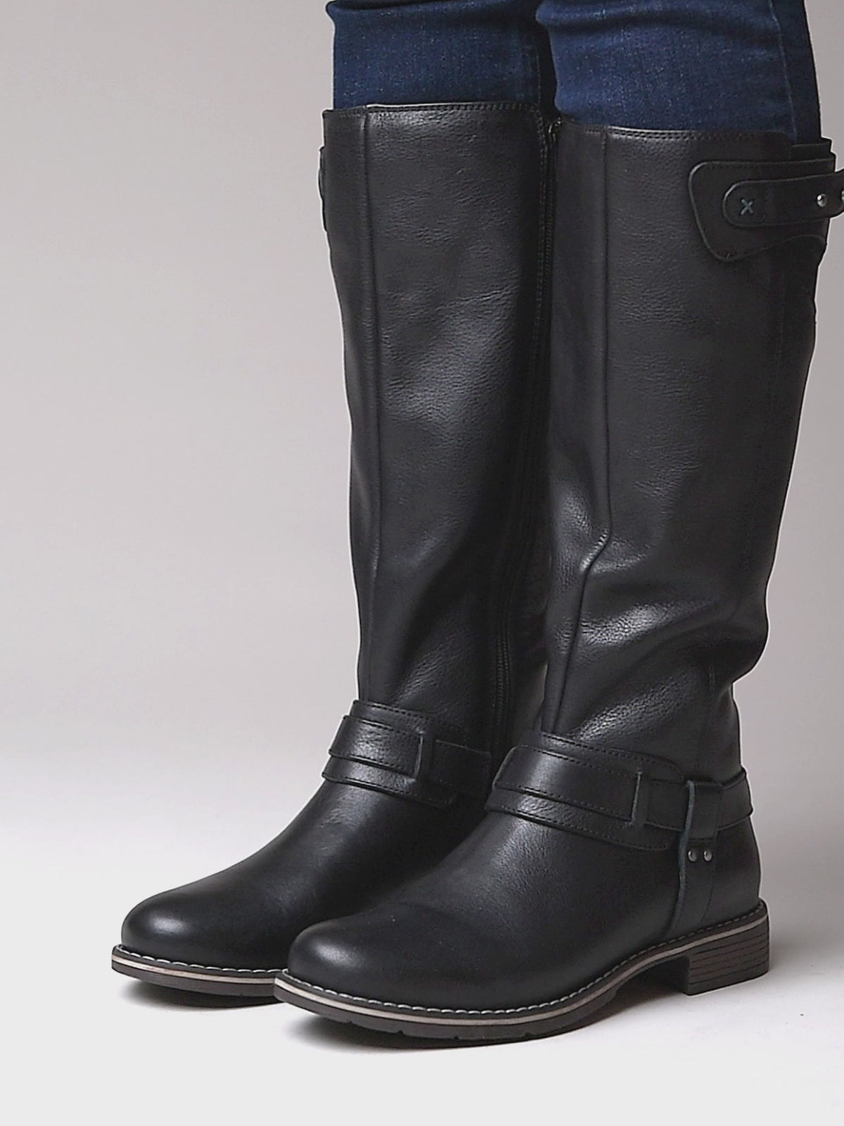Black classic leather long boots - MISTLETOE BLACK
