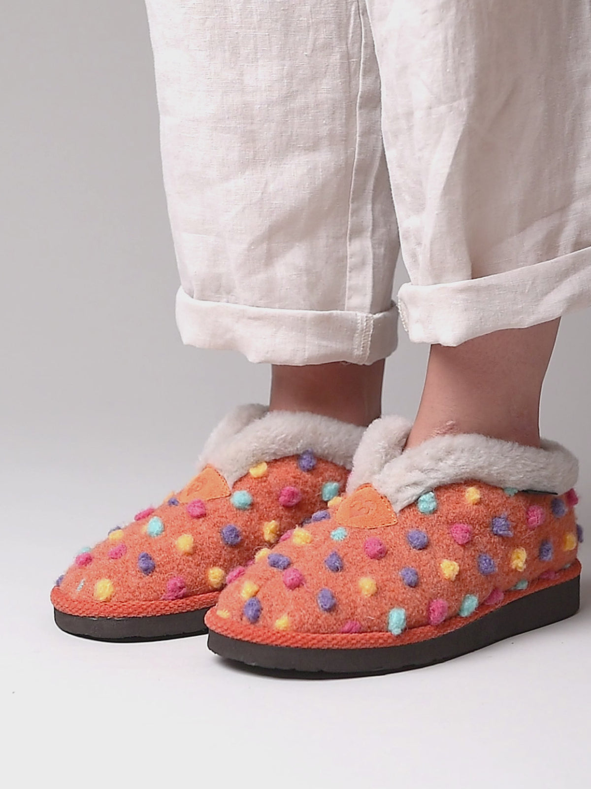 Orange short spotty bootie slippers - BO ORANGE