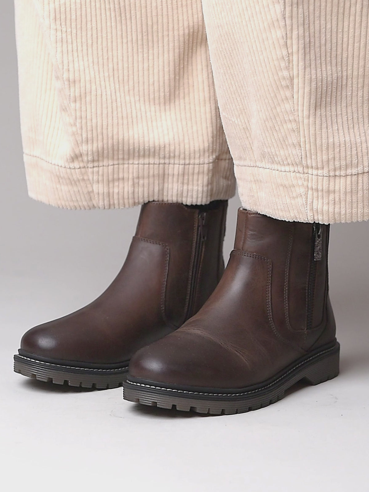 Brown fleece lined ankle boot - HATTER 2 BROWN WAXY