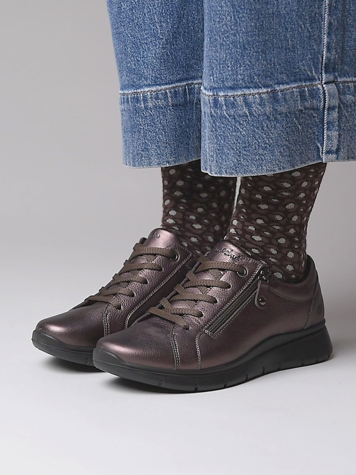 Metallic / Brown casual lightweight trainers - KENSEY BRONZE METALLIC LEATHER
