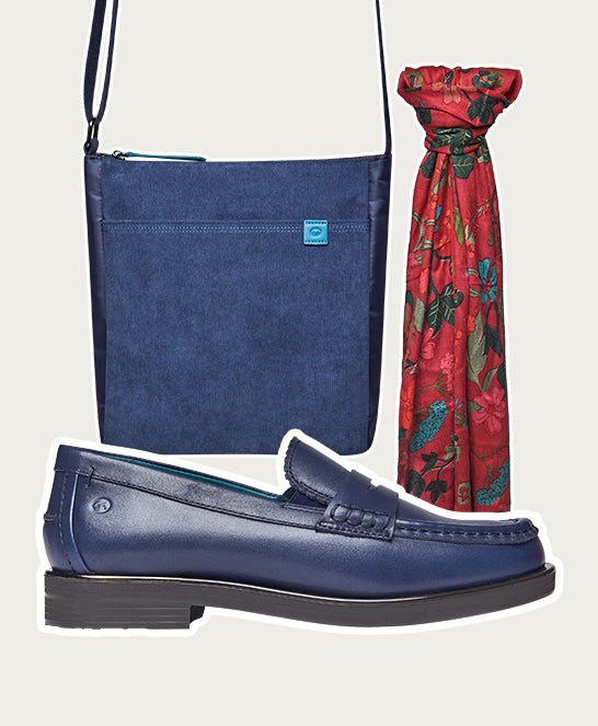 Blue leather loafers with metal heel trim - PRION INDIGO LEATHER