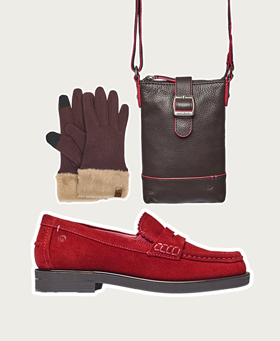Red leather loafers with metal heel trim - PRION RED SUEDE