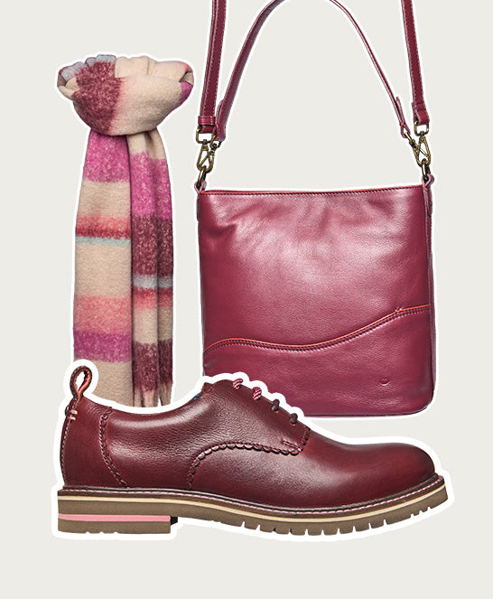 Red smart scalloped-edge leather Derbys - RAFFLESIA ZINFANDEL RED LEATHER