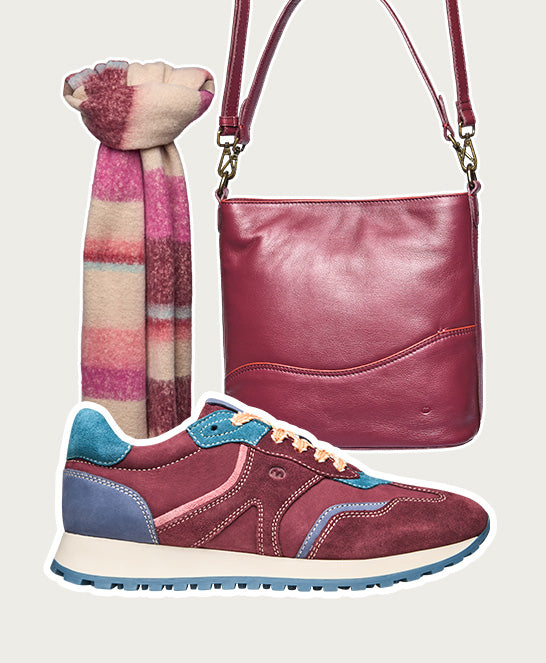 Red:Blue sporty lace up trainer - REMI ZINFANDEL RED NUBUCK/SUEDE