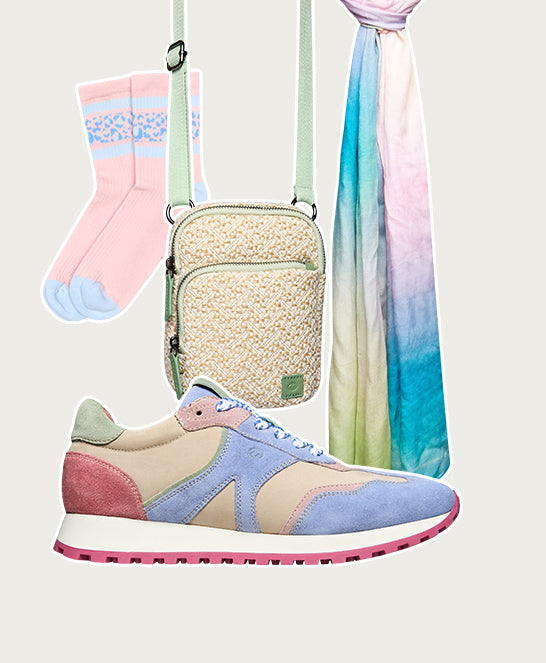 Blue sporty lace up trainer - REMI PERIWINKLE BLUE/SAND
