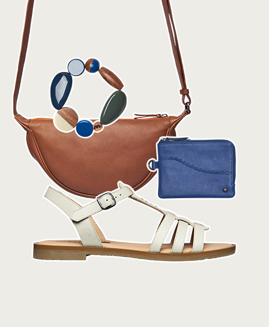 White strappy leather t-bar sandals - SALTERN ICE LEATHER