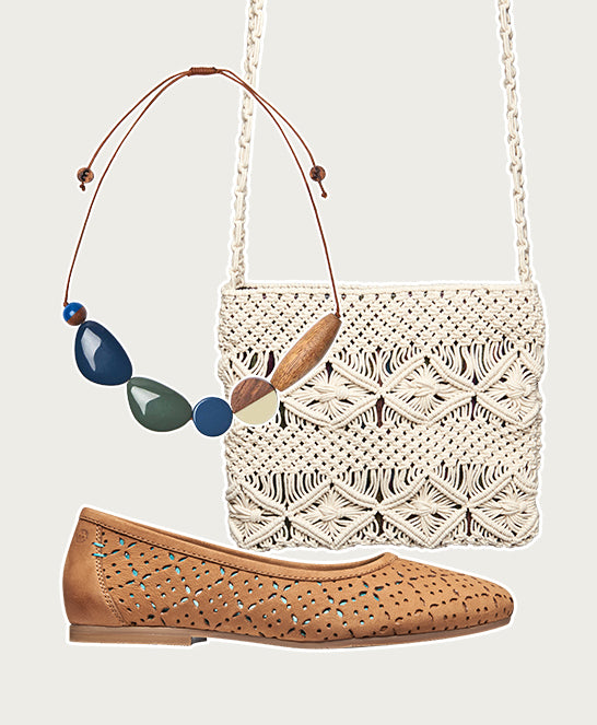 Brown punched pattern ballerina pumps - SENARA TAN