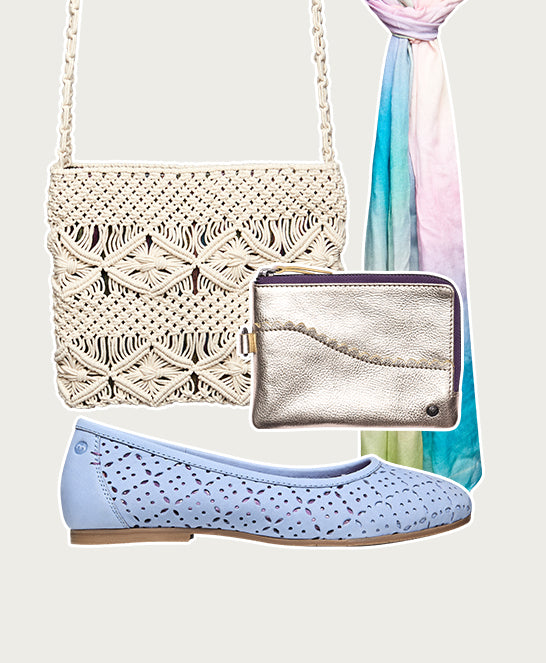 Blue punched pattern ballerina pumps - SENARA CORNFLOWER BLUE NUBUCK
