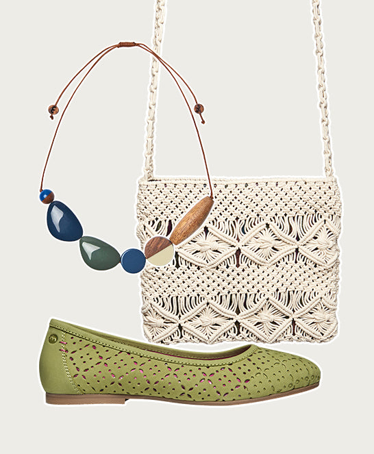 Green punched pattern ballerina pumps - SENARA LICHEN GREEN NUBUCK