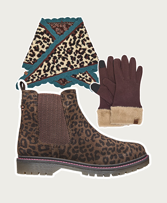 Brown chunky Chelsea boot - SKERRY 2 BROWN LEOPARD PRINT SUEDE