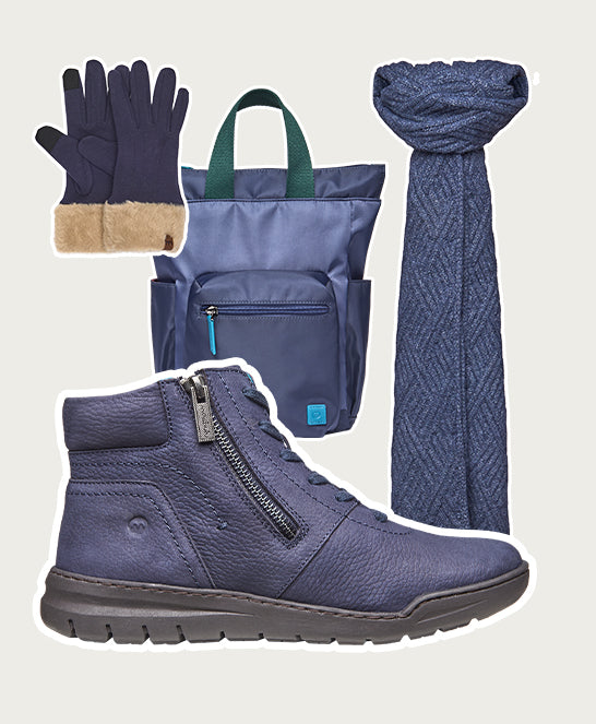 Blue adjustable ankle boot - SONJA 2 INDIGO NUBUCK