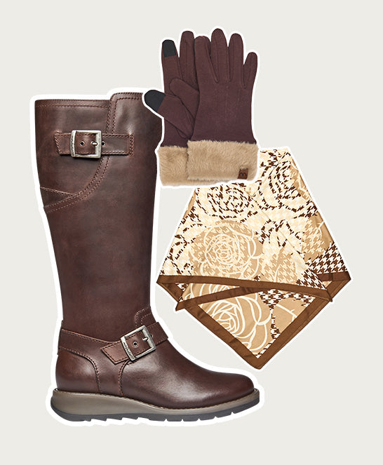 Brown long leather wedge boots - STARGAZER CHOCOLATE