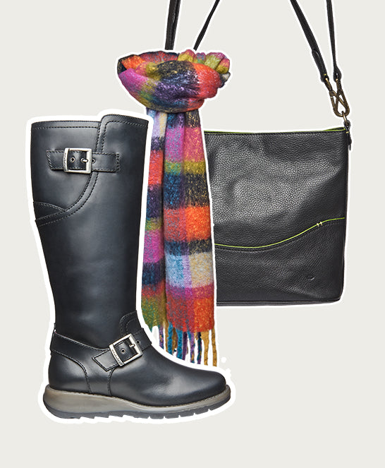 Black long leather wedge boots - STARGAZER BLACK