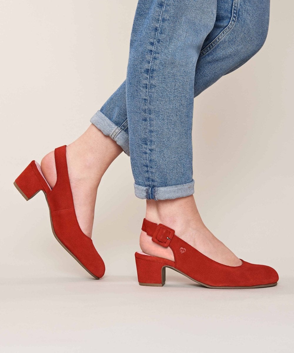 Red Suede heeled shoes - VARZEA GERANIUM RED