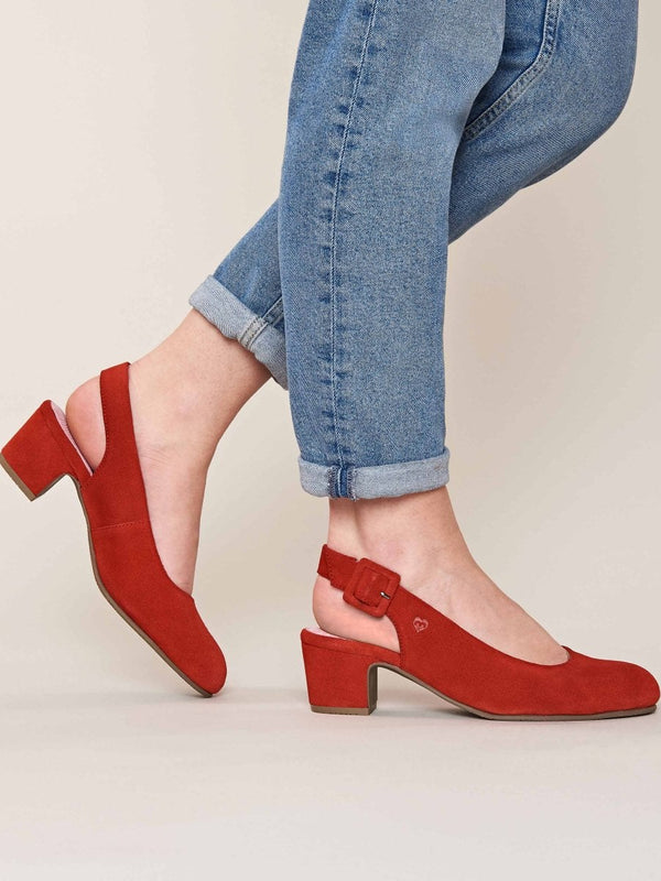 Red Suede heeled shoes - VARZEA GERANIUM RED