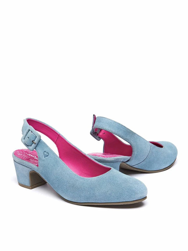 Blue Suede heeled shoes - VARZEA EUCALYPTUS BLUE