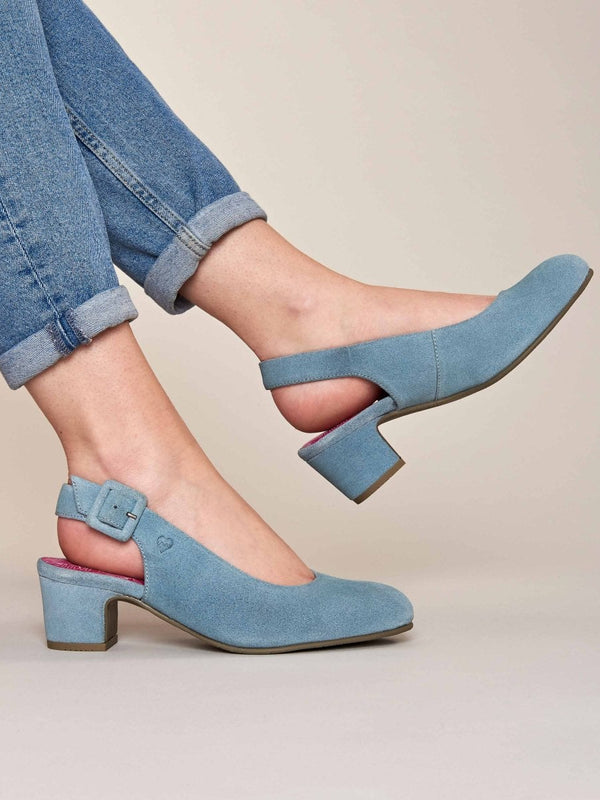 Blue Suede heeled shoes - VARZEA EUCALYPTUS BLUE