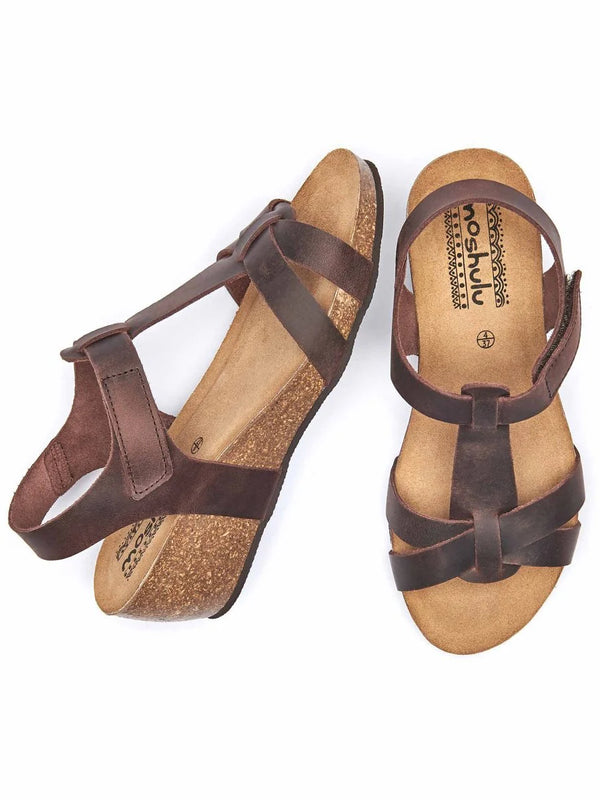 Brown T-bar wedge sandals - ILHA CHOCOLATE