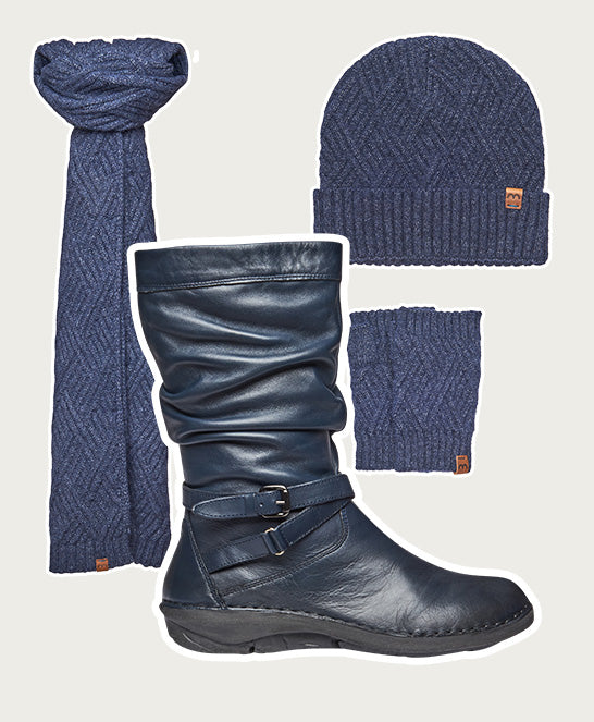 Blue side zip chunky ankle boots - TEACAKE INDIGO