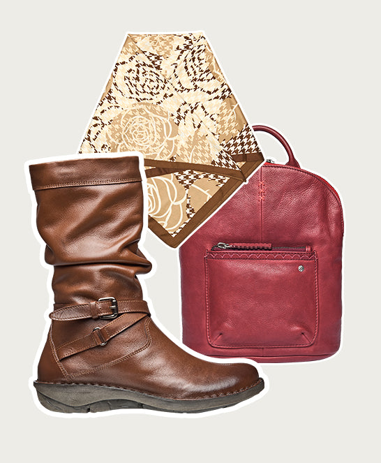 Brown slouchy mid-length leather boots - TEACAKE PECAN LEATHER