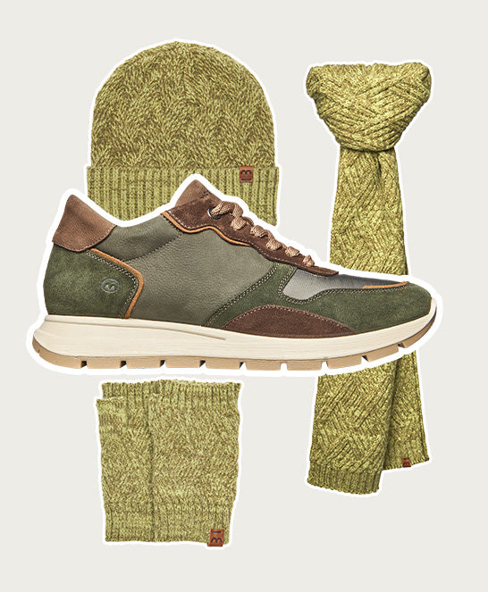 Green lace up mesh panel trainers - TERESA OLIVE GREEN