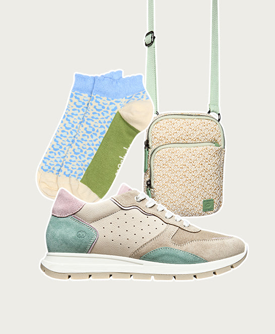 Neutral lace up mesh panel trainers - TERESA SAND MULTI