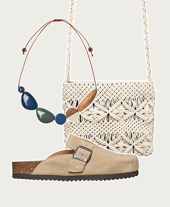 Neutral suede cork footbed clogs - TULIPA 2 ECRU BEIGE SUEDE