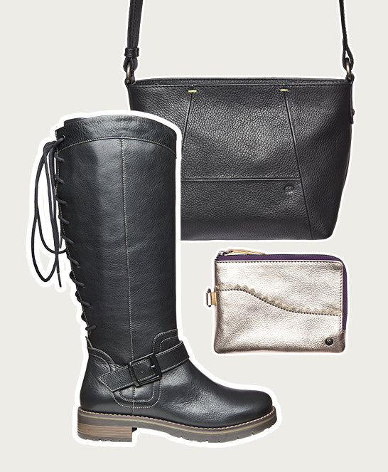 Black lace up leather long boots - ULRIKA BLACK